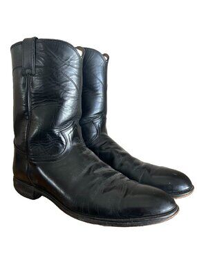 Justin Mens Size 13D Black Leather Vintage Western Roper Boot 3133 Made in USA